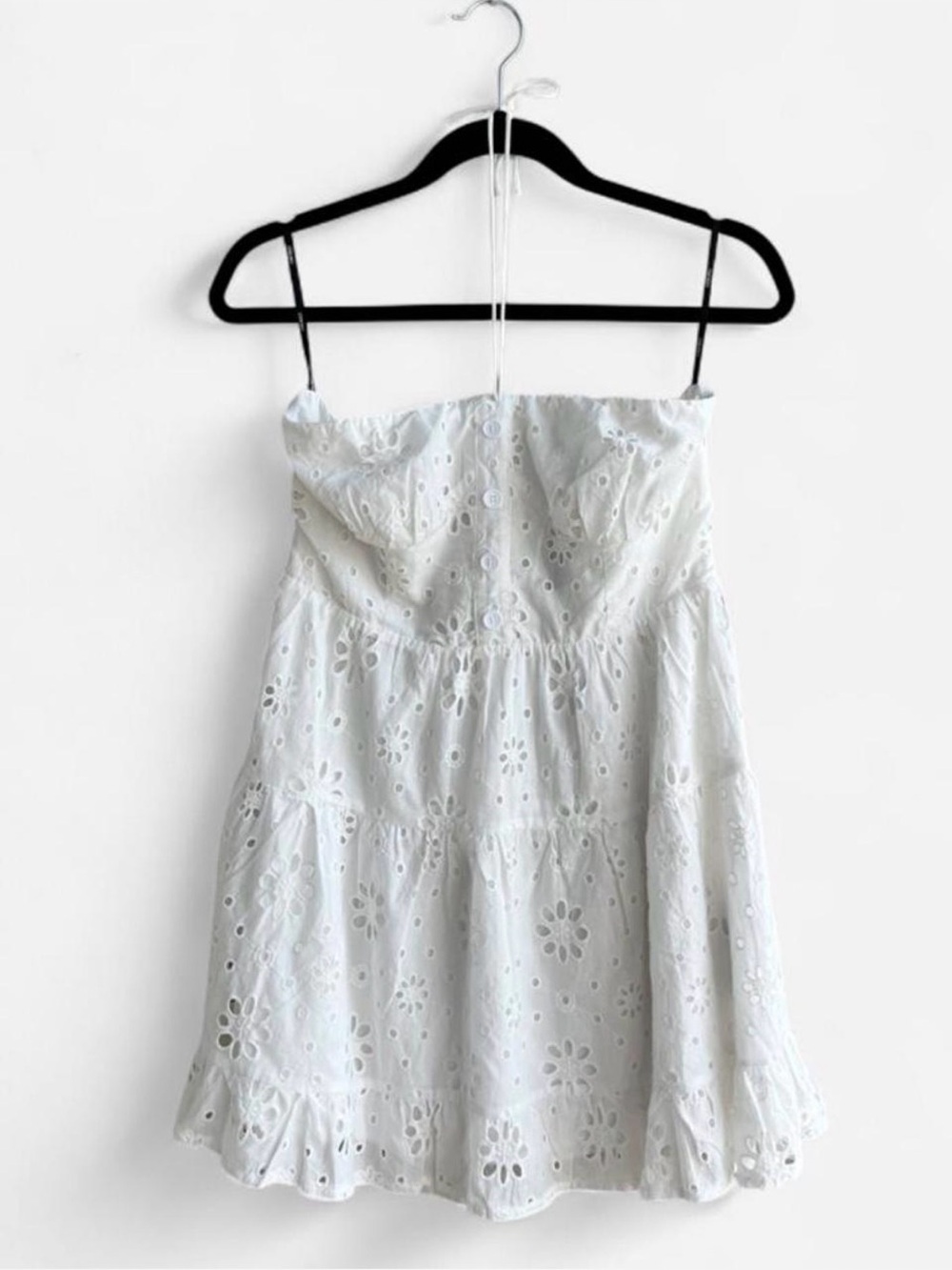 Forever 21 Floral Eyelet Mini Dress Cotton Cottagecore Boho Bridal Grad Party